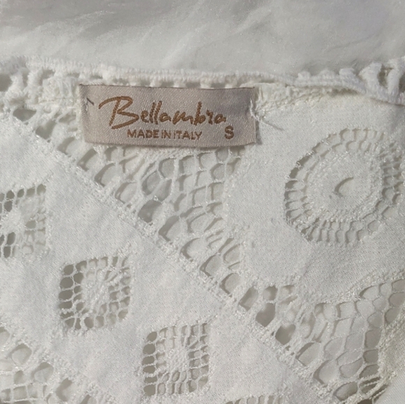 Bellambia 100% Italian Silk Bell Sleeve Lace Floral Top Size S - Picture 2 of 6